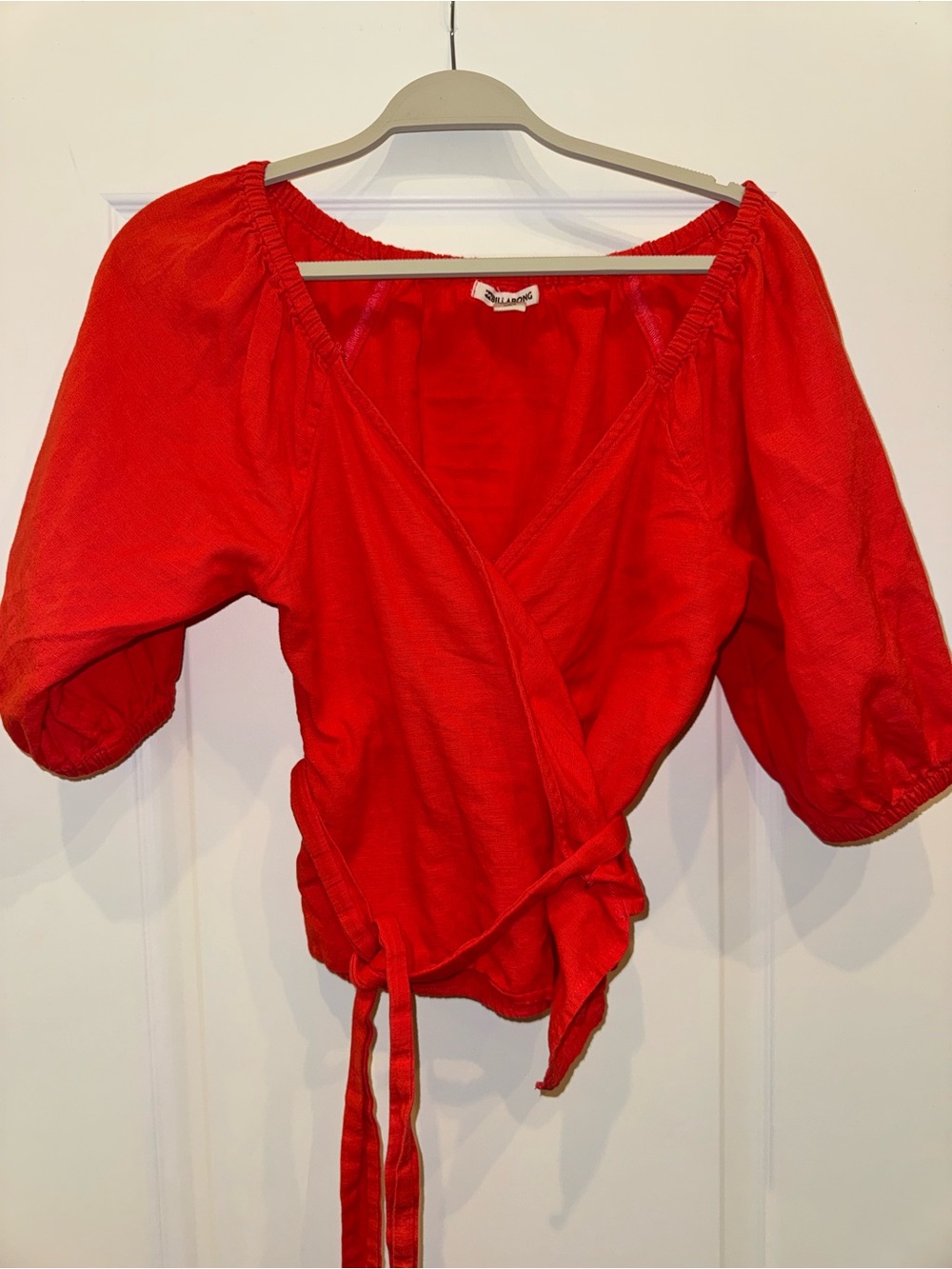 Billa Bong Orange Wrap Top with Tie Waist